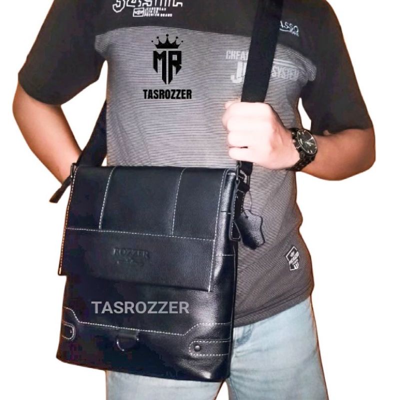 Tas selempang pria kulit asli original merk rozzer terbaru