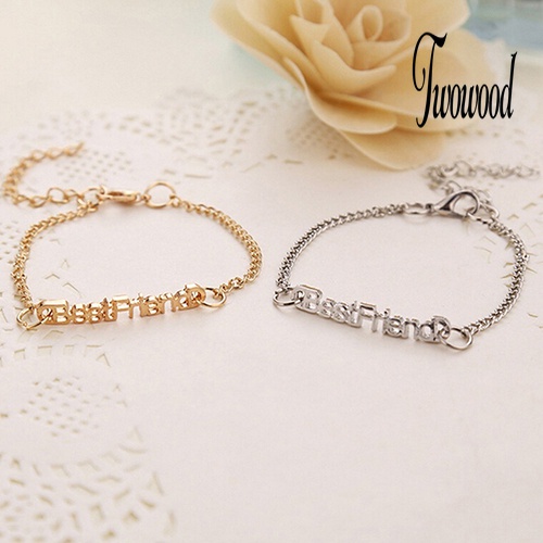 Gelang Rantai Desain Tulisan Best Friend Untuk Unisex