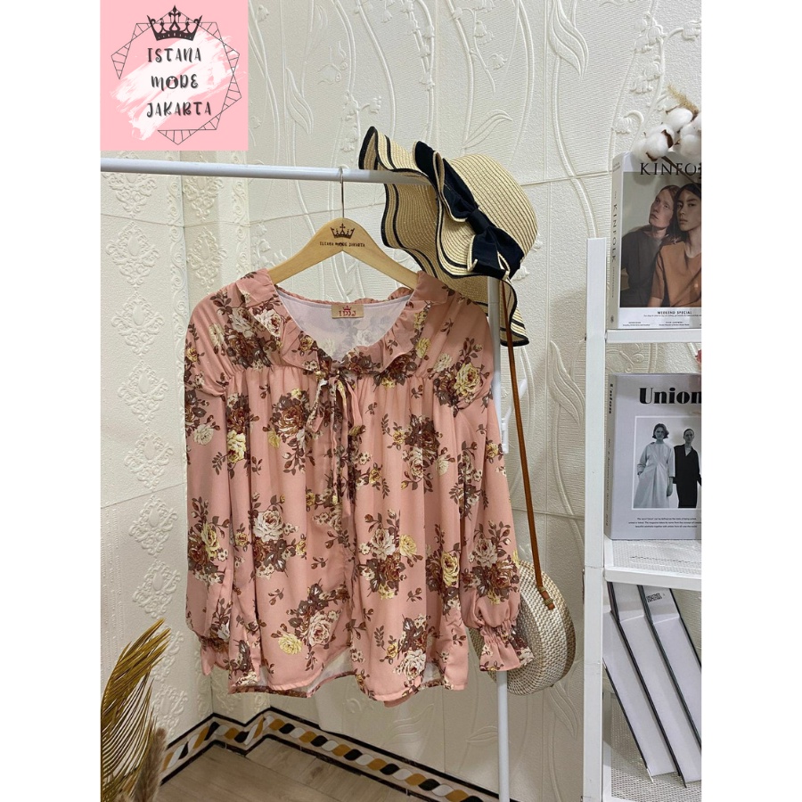 ISTANA MODE JAKARTA Sonya Jumbo baju atasan wanita terbaru blouse korean style blouse wanita lengan panjang-DUSTY