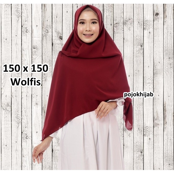 Jilbab Segi Empat Wolfis 150 X 150 Syari / Jilbab Segi4 150 Super Jumbo