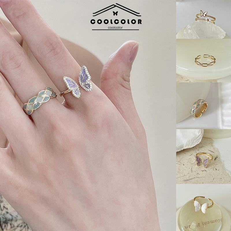 COD❤️Cincin Kupu-kupu Wanita Desain Niche Cincin Unik Mutiara kelas atas Fashion Ring Jewelry Perhiasan Aksesoris Hadiah Ulang Tahun