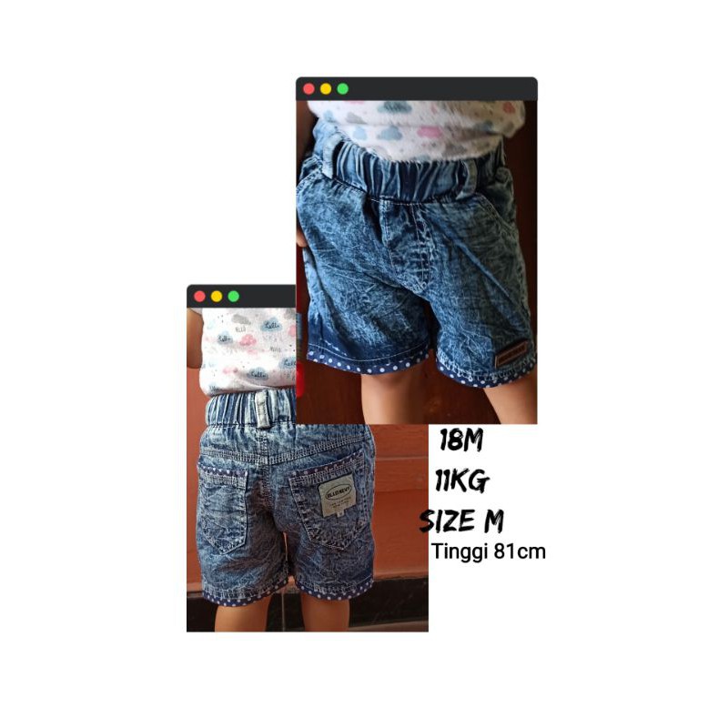 Celana Pendek Hotpant Anak Perempuan Motif Denim Wash 1 - 3 Tahun