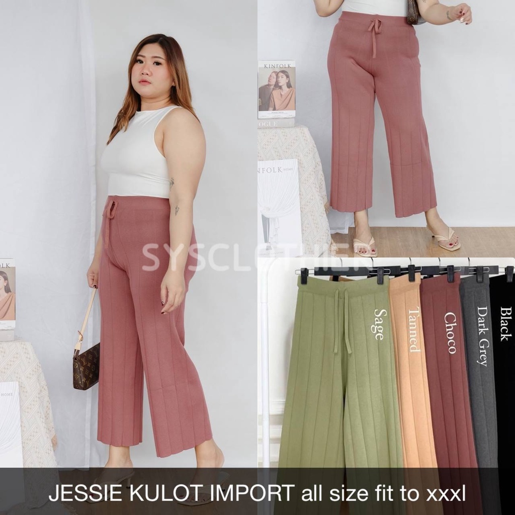 CELANA PANJANG WANITA JESSIE KULOT KNIT IMPORT