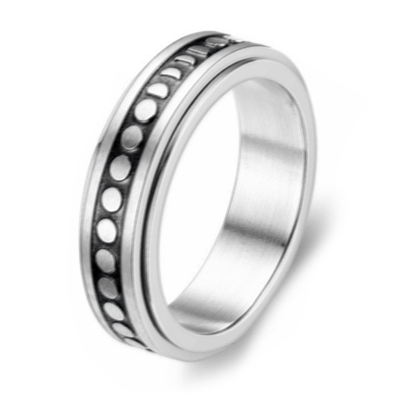 Fancyqube Cincin Spinner Figet Bahan Stainless Steel Anti Stress Untuk Pria Dan Wanita