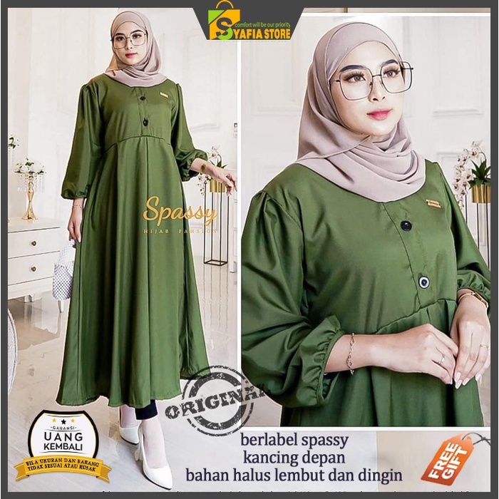 Gamis dress kondangan wanita remaja muslim muslimah syari uwais IMMA MIDI dress kekinian terbaru