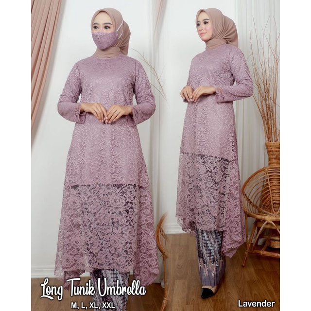 Stelan Kebaya Semi Gamis Umbrella (LongTunik)+ Rok Original Butik,Realpict!!