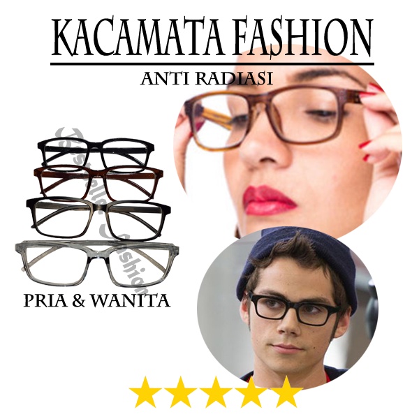 TERBARU KACAMATA FASHION DEWASA TRANSPARAN PRIA DAN WANITA KACAMATA GAYA LENSA BLUERAY BINGKAI KOTAK ANTI RADIASI NOCASE