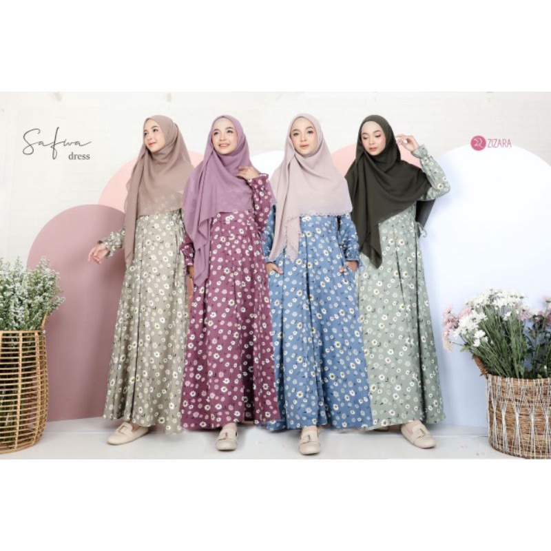 Safwa dress Zizara | Gamis Busui | Zizara | Gamis motif | Gamis Katun | Gamis adem | Gamis Zizara