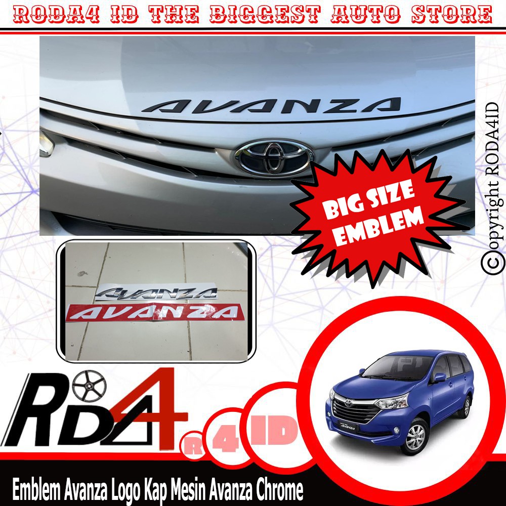 BIG SIZE Emblem Avanza Logo Kap Mesin Avanza Chrome