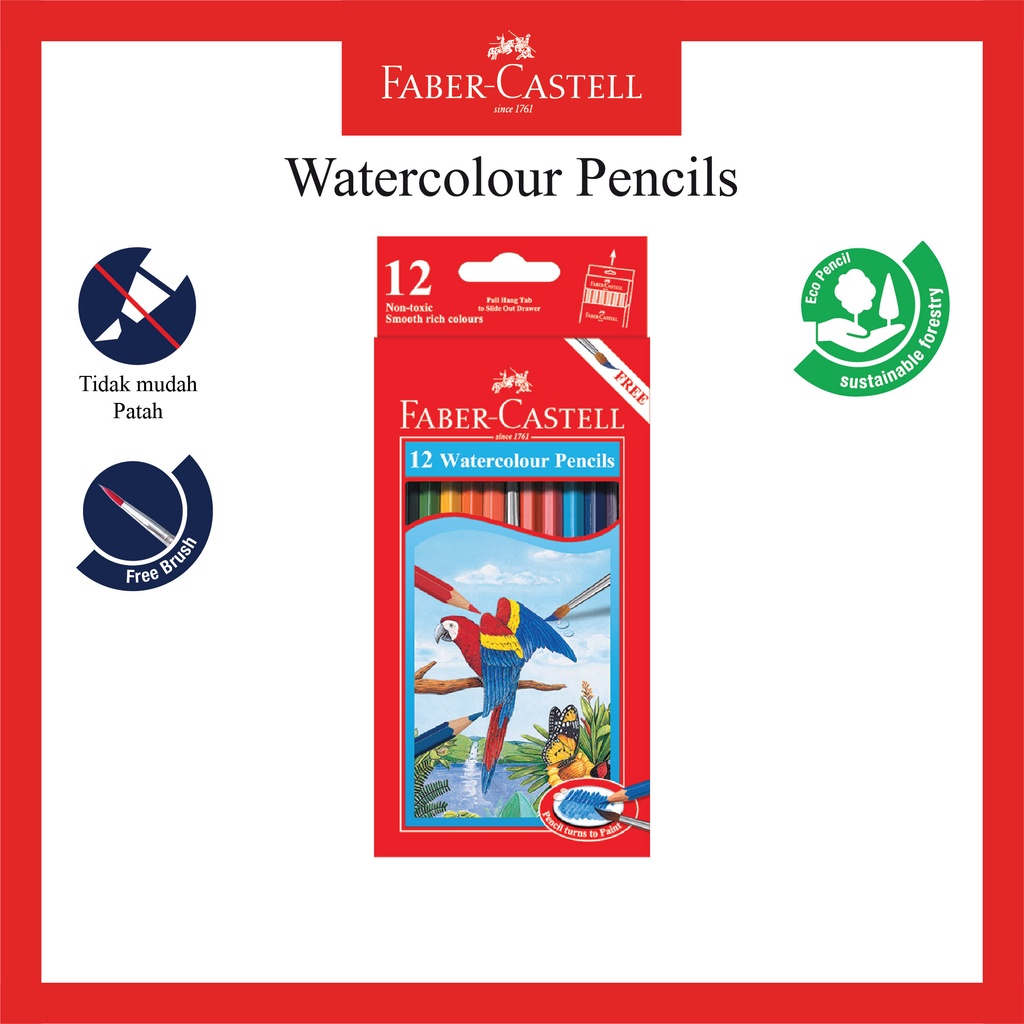 

Pensil Warna Faber Castell 12 Warna / Water Colour Pencil / Ukuran Panjang / Gratis Kuas