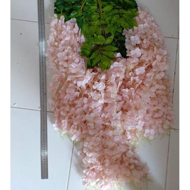 Bunga wisteria panjang/bunga plastik.bunga juntai artifisial. Bunga gantung.-Warna Pink soft