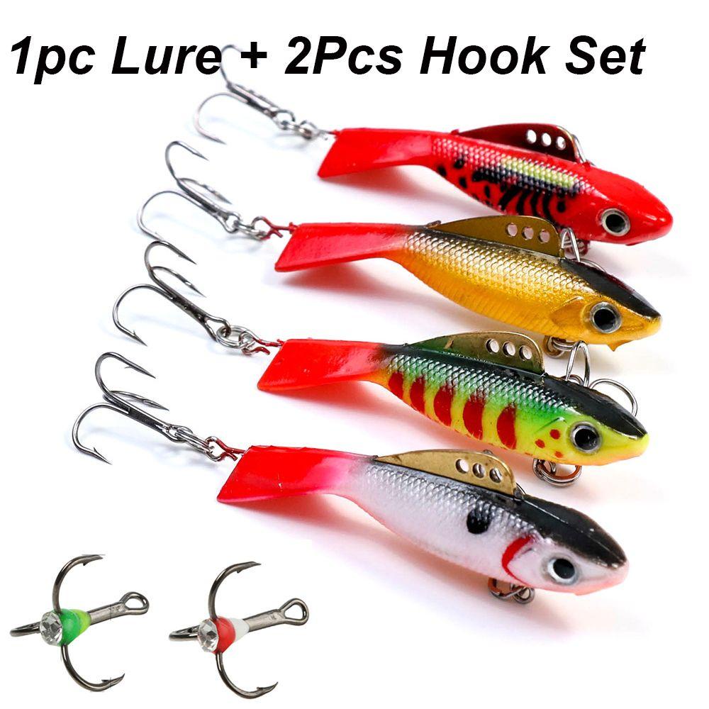 Preva Ice Fishing Lure Dengan Pengait Portable Outdoor Buatan Jigs Swim Three-jaw Hook