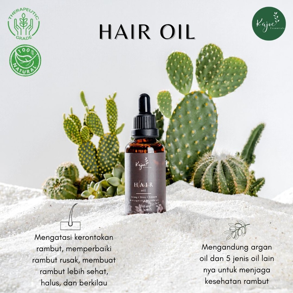 KAJOE HAIR OIL Serum Anti Hair Fall Penumbuh Rambut Alami untuk Rambut Rontok Kering Rusak 50 ML