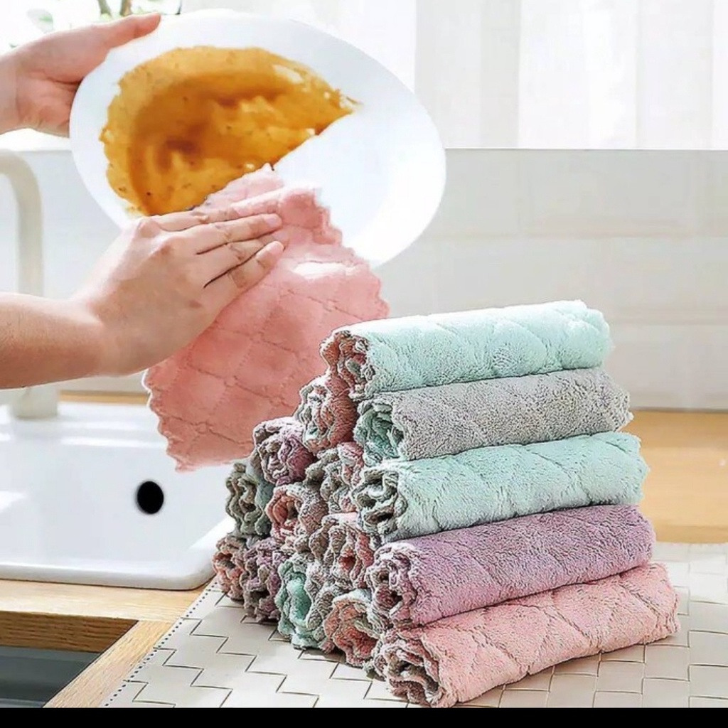 Kain Lap Piring Anti Minyak Microfiber Dapur cuci hand towel serbaguna