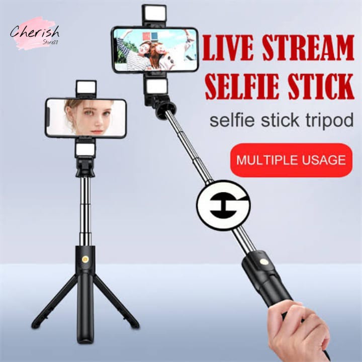 SELFIE STICK 3 IN 1 K12D TONGSIS TRIPOD DUAL LED WITH WIRESLESS REMOTE