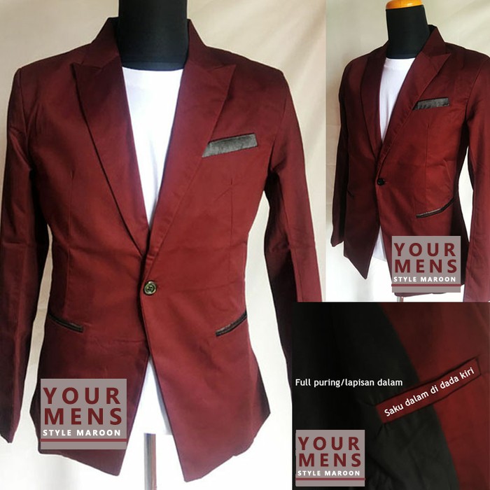 JAS PRIA CASUAL STYLE MAROON SLIMFIT BODYFIT HIGH QUALITY KEREN BERKUALITAS BAHAN PUTRA MILL