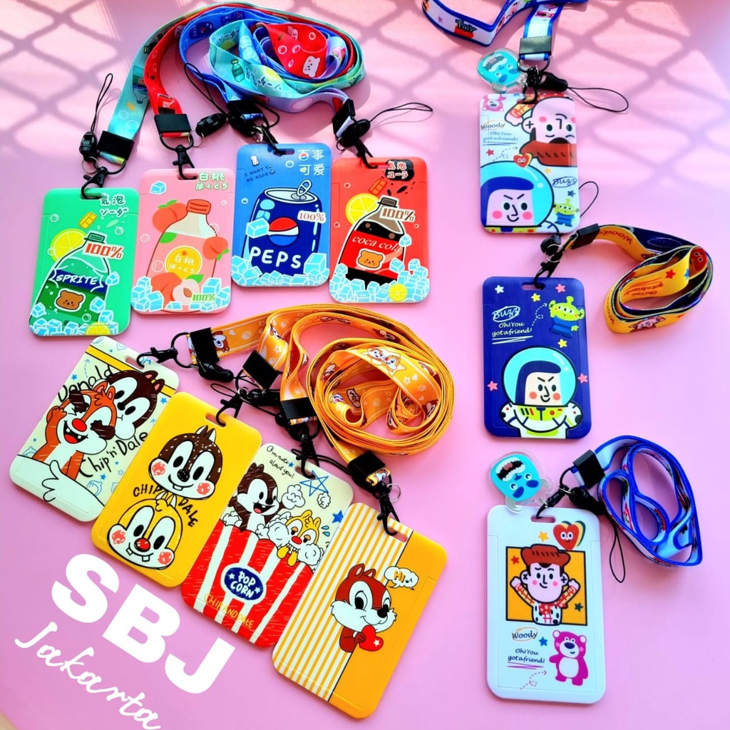 Tempat kartu ID card holder / name tag ada tali lanyard bahan hardcase