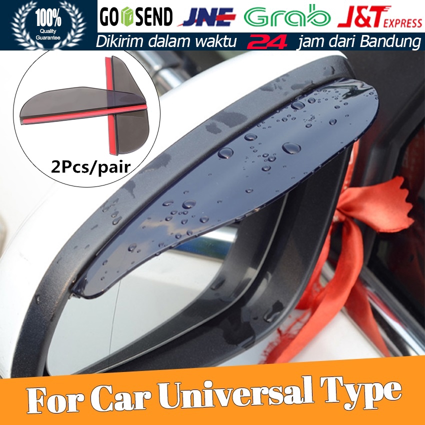 2PC Car Rearview Mirror Sticker Rain Eyebrow Weatherstrip Rainproof Pelindung Hujan Kaca Spion Mobil