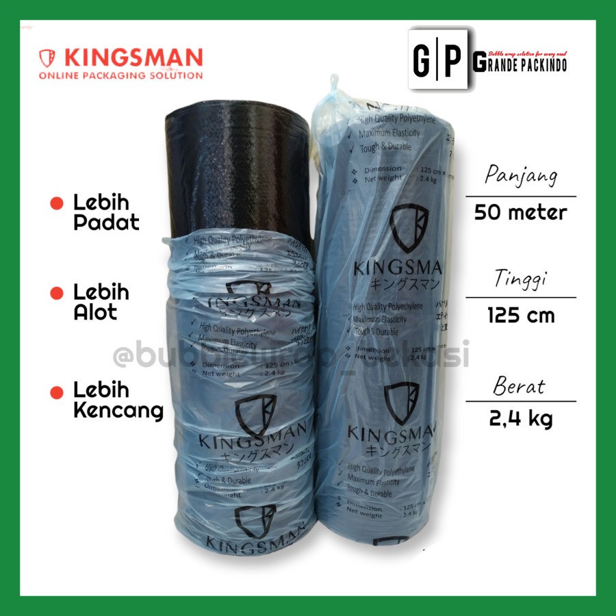 

TERMURAH!!! Bubble Wrap Roll PREMIUM MURAH (125 x 50)125cm x 50m Ukuran 2,4 kg BUBBLE WRAP KINGSMAN 2,4kg MURAH BERKUALITAS