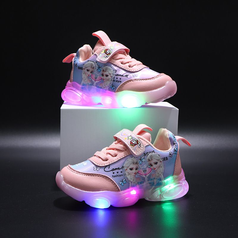 Sepatu Sporty Anak Cewe LED Motif Frozen Elsa Terbaru