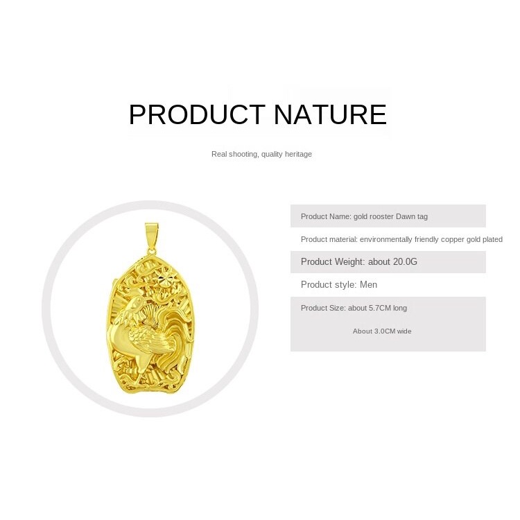 Kalung Liontin Water Drop Gold 916 Zodiak Cina Ayam Jago Untuk Pria Dan Wanita