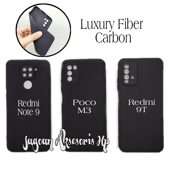 LUXURY Real Fiber Redmi Note 9 Redmi 9T Poco M3 with Protector Camera TPU Slim Matte Softcase