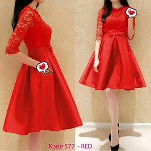 DNC BAJU WANITA RED DRESS IMLEK XINCIA CHEONGSAM DRES MERAH BRUKLAT DNCD DENEICOLLECTION