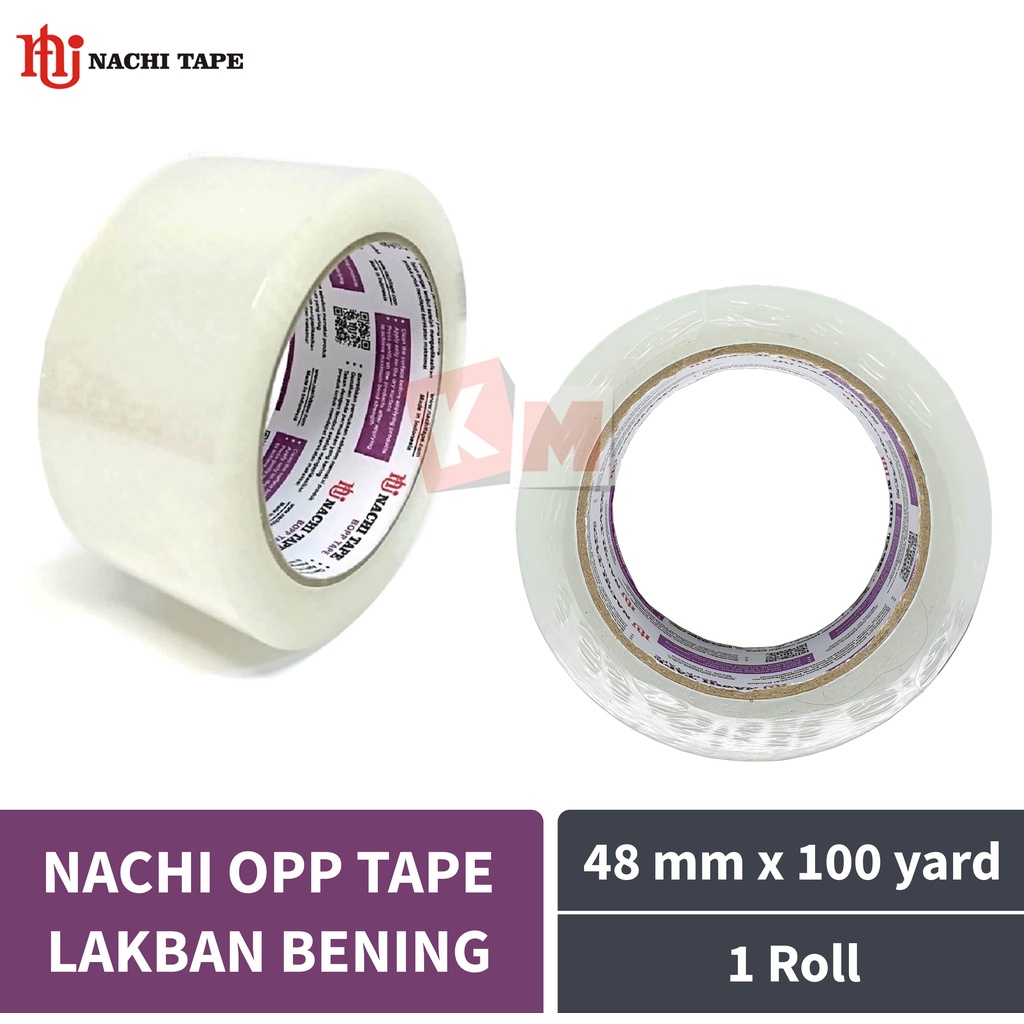 Lakban Bening Transparan Nachi Opp Packing Tape 2 Inch / 48 mm x 100 Yard Core Ungu / 48mm