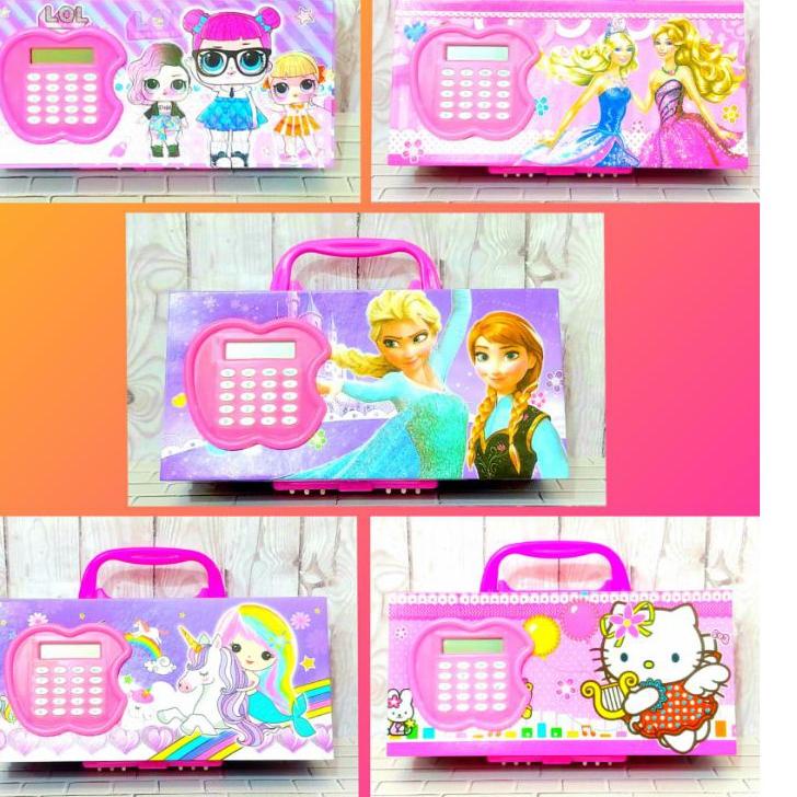 

[KODE DSW7A] Tempat Pensil Kode Kunci 3 Susun ada Kalkulator LOL Pony Hello kitty Tayo tsum2