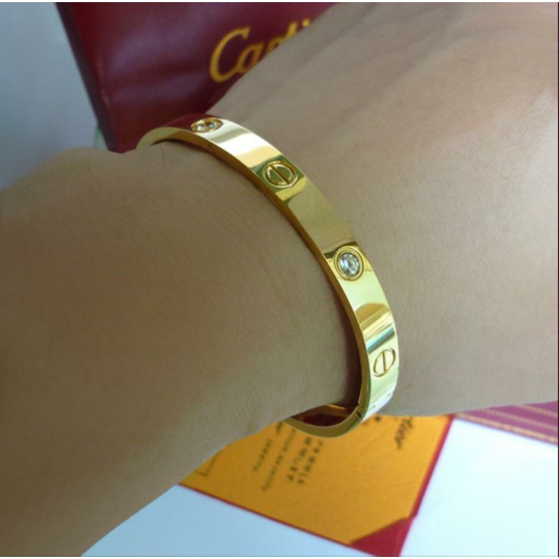 Gelang titanium bulat bermata zircon N560