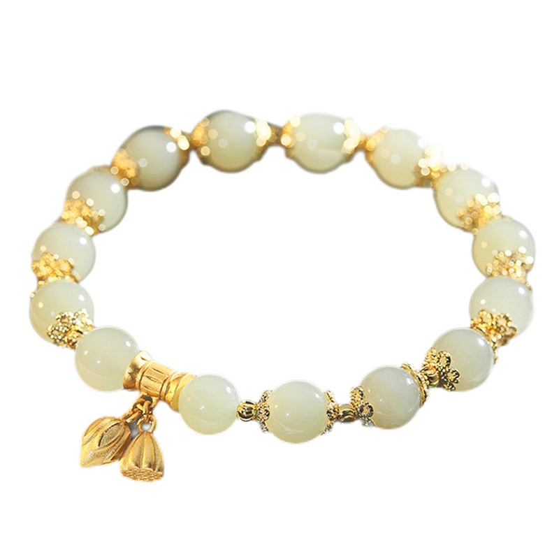 Gelang Manik-Manik Batu Giok Hetian Handmade Gaya Retro Untuk Hadiah