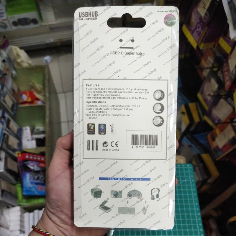 USB HUB 7 PORT + kabel USB / 7in1 terminal USB port 2.0 + on off dan USB HUB 4 PORT + kabel USB / 4in1 terminal USB port 2.0