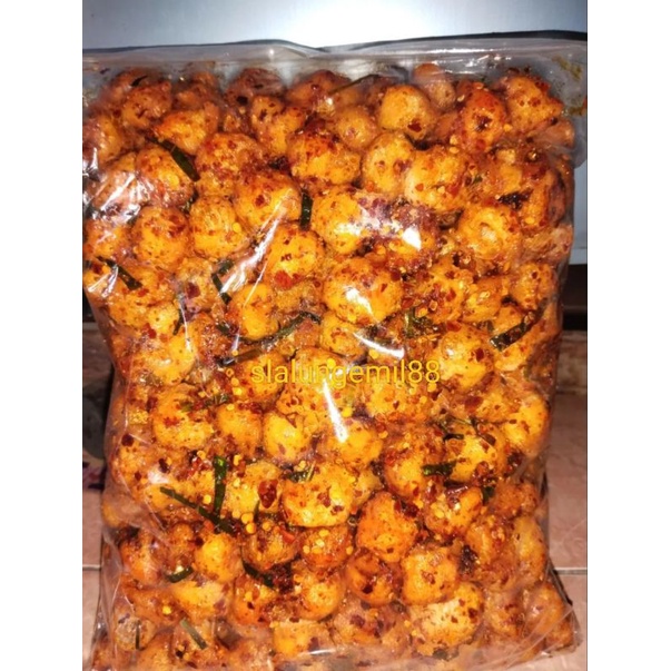 

Siomay mini kering pedas 1kg extra daun jeruk
