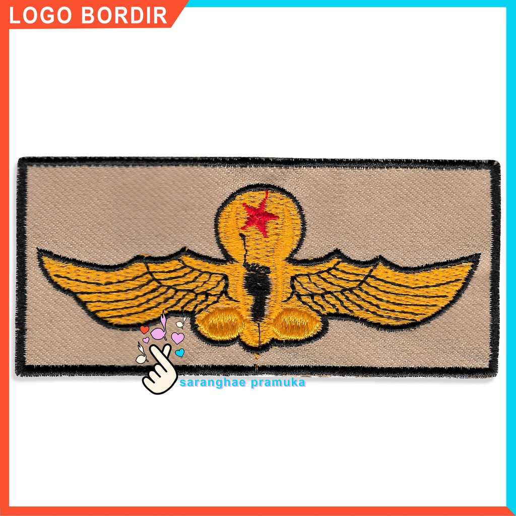 Bedge BET Pramuka Wing Tapak Hitam  Logo Bordir Emblem  Patch Patches