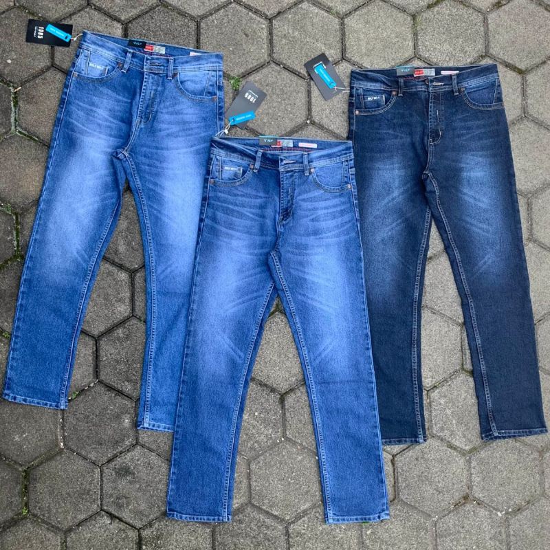 (PROMO) Celana Jeans Pria Whisker Standart Bahan Stretch Melar Premium Original