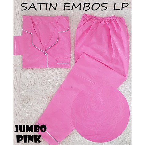 HipNop SATIN LP EMBOS JUMBO BAJU TIDUR WANITA LENGAN PANJANG PIYAMA CEWE CEWEK SLEEPWEAR MAROON