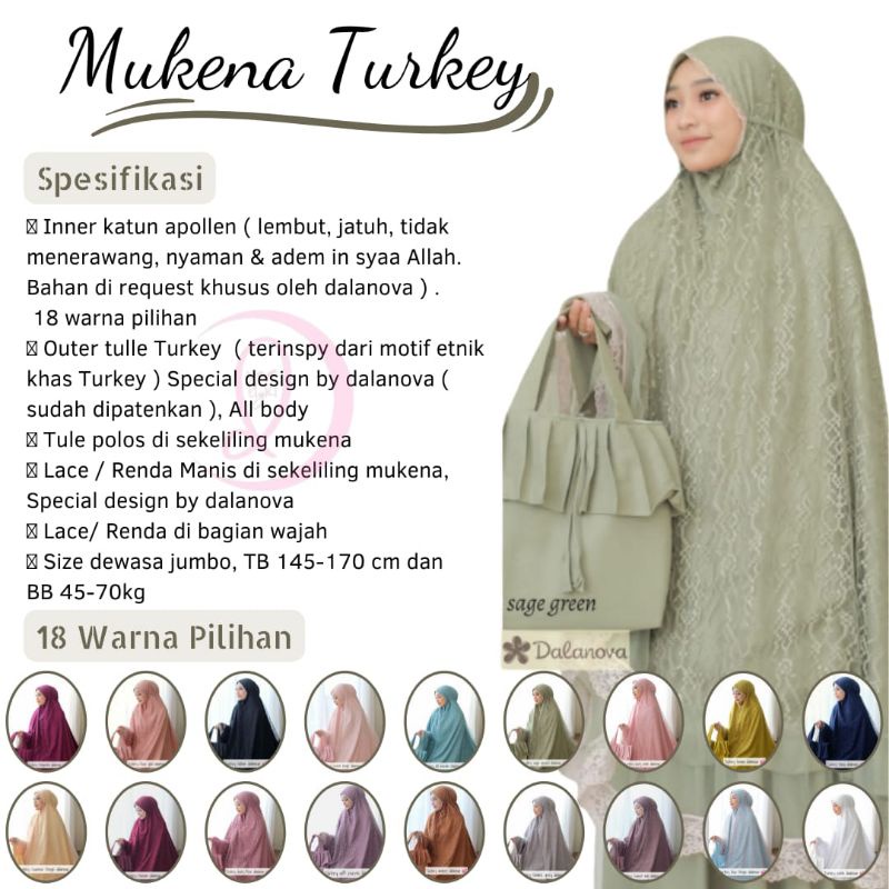 Mukena Turkey Dalanova Original Size Ibu dan Anak Terbaru 2022 Part 1 Substockist Resmi Dalanova