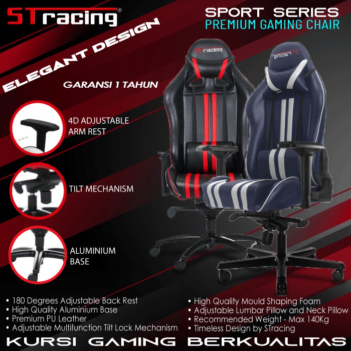 KURSI GAMING CHAIR KURSI GAMER YOUTUBER BANGKU GAMER BANGKU GAMERS KURSI KOMPUTER ST RACING A10