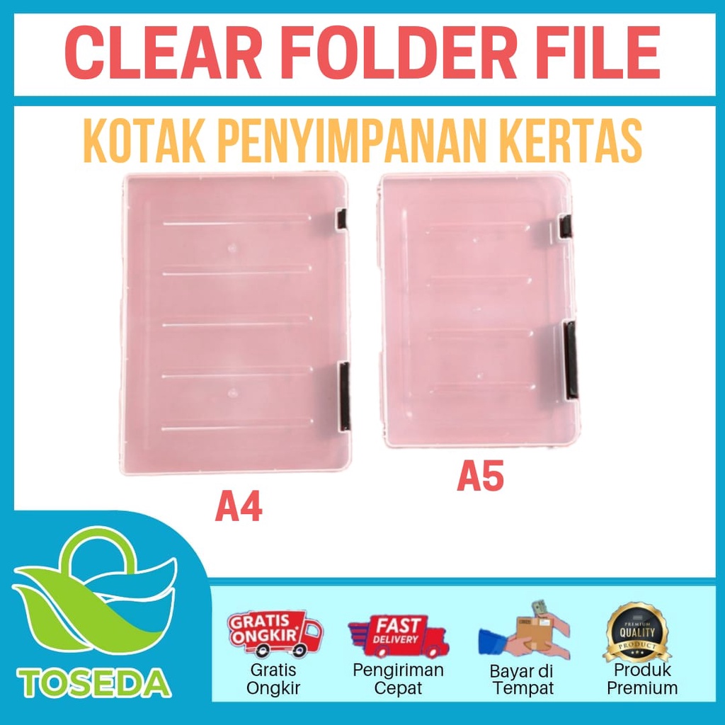 

Kotak Penyimpanan Folder Map File Kertas A4 A5 Plastik Transparan