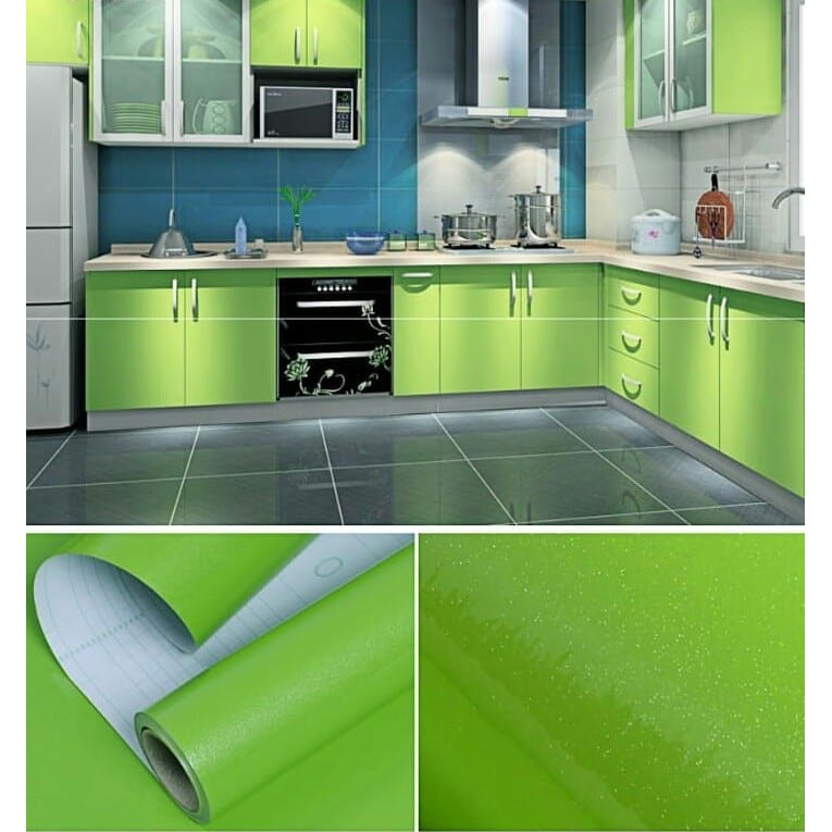 Wallpaper Glossy - Walpaper Polos - Stiker Dinding Polos - Wallpaper Dinding Polos Murah - Hijau