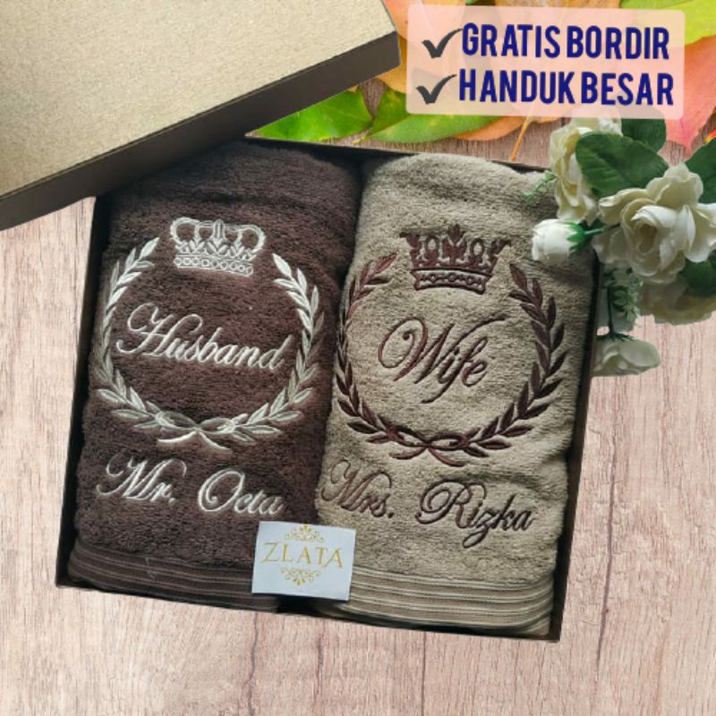 Handuk couple Handuk  Wedding Handuk Bordir Handuk Mandi