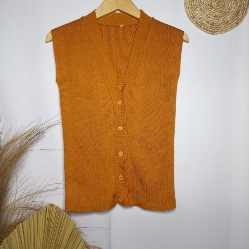 Vest rompi rajut kuning mustard preloved
