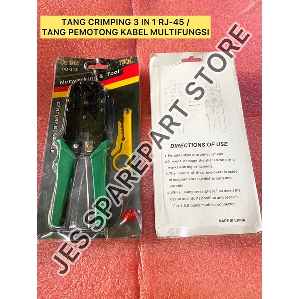 TANG CRIMPING 3 IN 1 RJ-45 /  TANG PEMOTONG KABEL MULTIFUNGSI