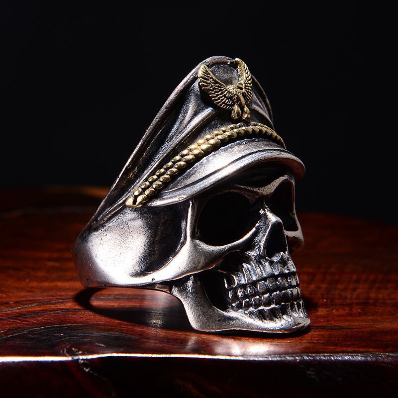 Cincin Model Terbuka Desain Tengkorak Elang One Piece Army Untuk Pria