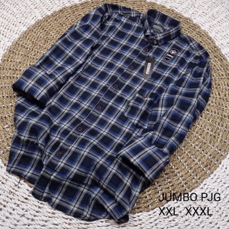 kemeja flanel jumbo xxl xxxl xxxxl lengan panjang pria - kemeja kotak kotak lengan panjang big size - distro - import - original - terbaru 2021