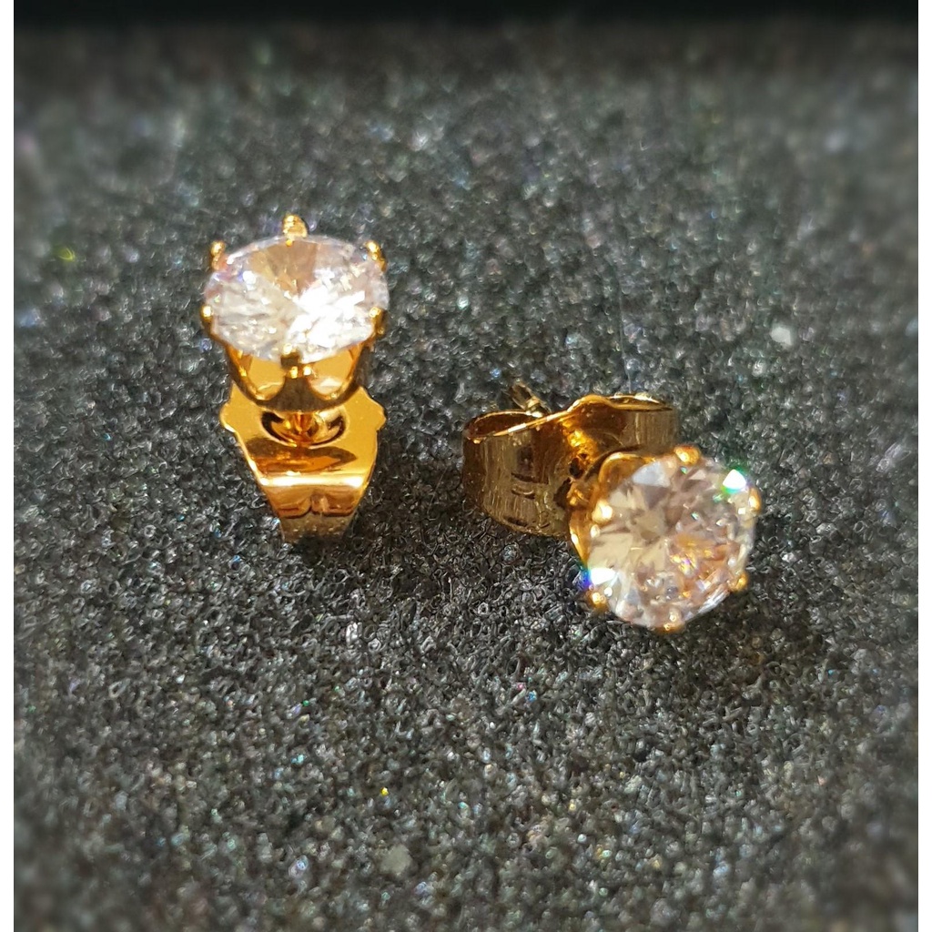 Anting Wanita Stud mata Swarovski Gold