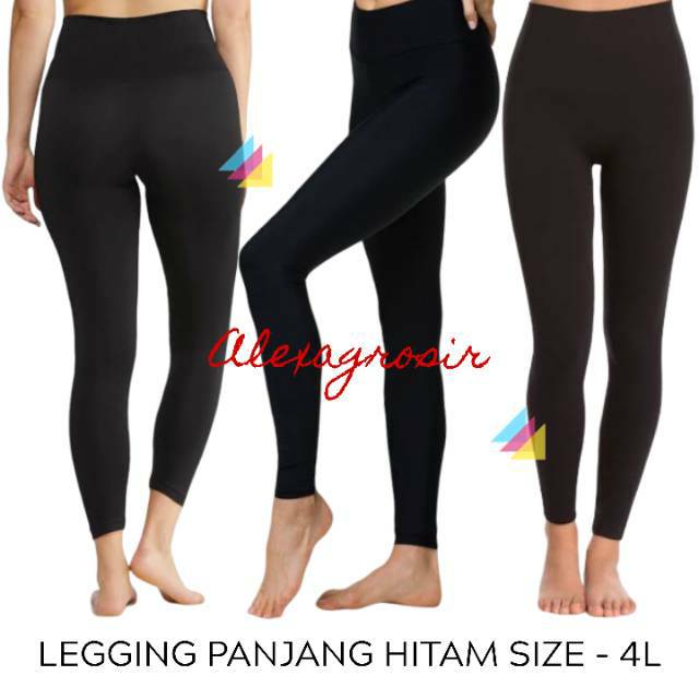 Legging Wanita HITAM 4L Panjang Polos Yoga Gym Fitness - 3L 4L 5L