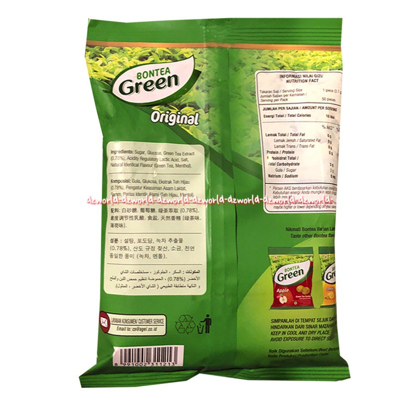 Bontea Green 50pcs Lemon Green Tea Candy With Lemon Splash Apple Permen Rasa Teh Hijau Apel Jeruk