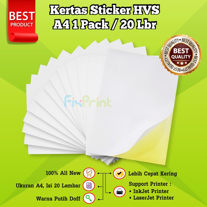 Kertas Stiker HVS A4 Sticker Label Paper HVS A4 Doff Matte Polos Lembaran Siap Printing