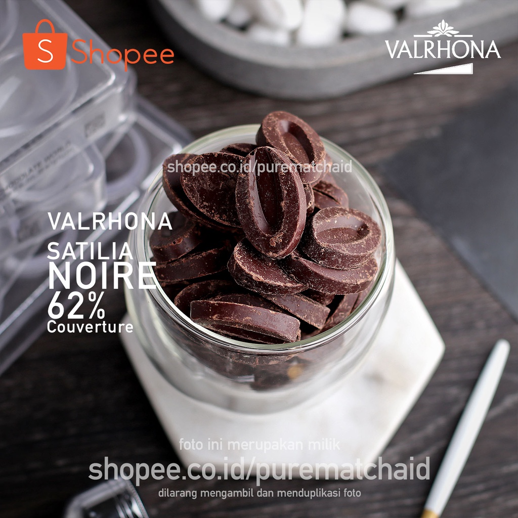 

Valrhona SATILIA NOIRE 100gr Dark Couverture Chocolate 62% Coklat Coin